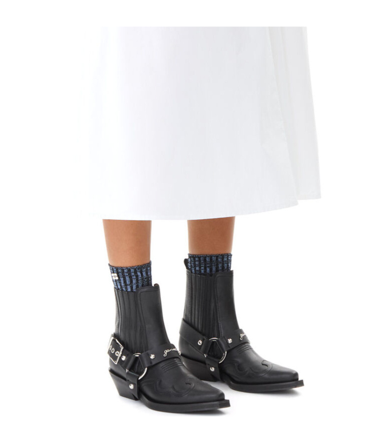 Ganni Western Chelsea Ankle Boots In Black