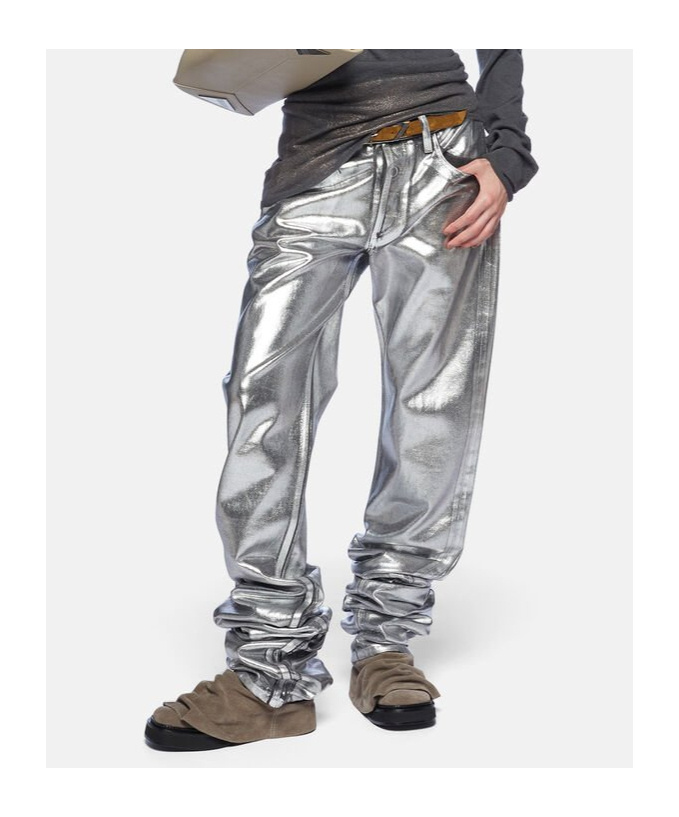Attico Silver Long Pants In Gray