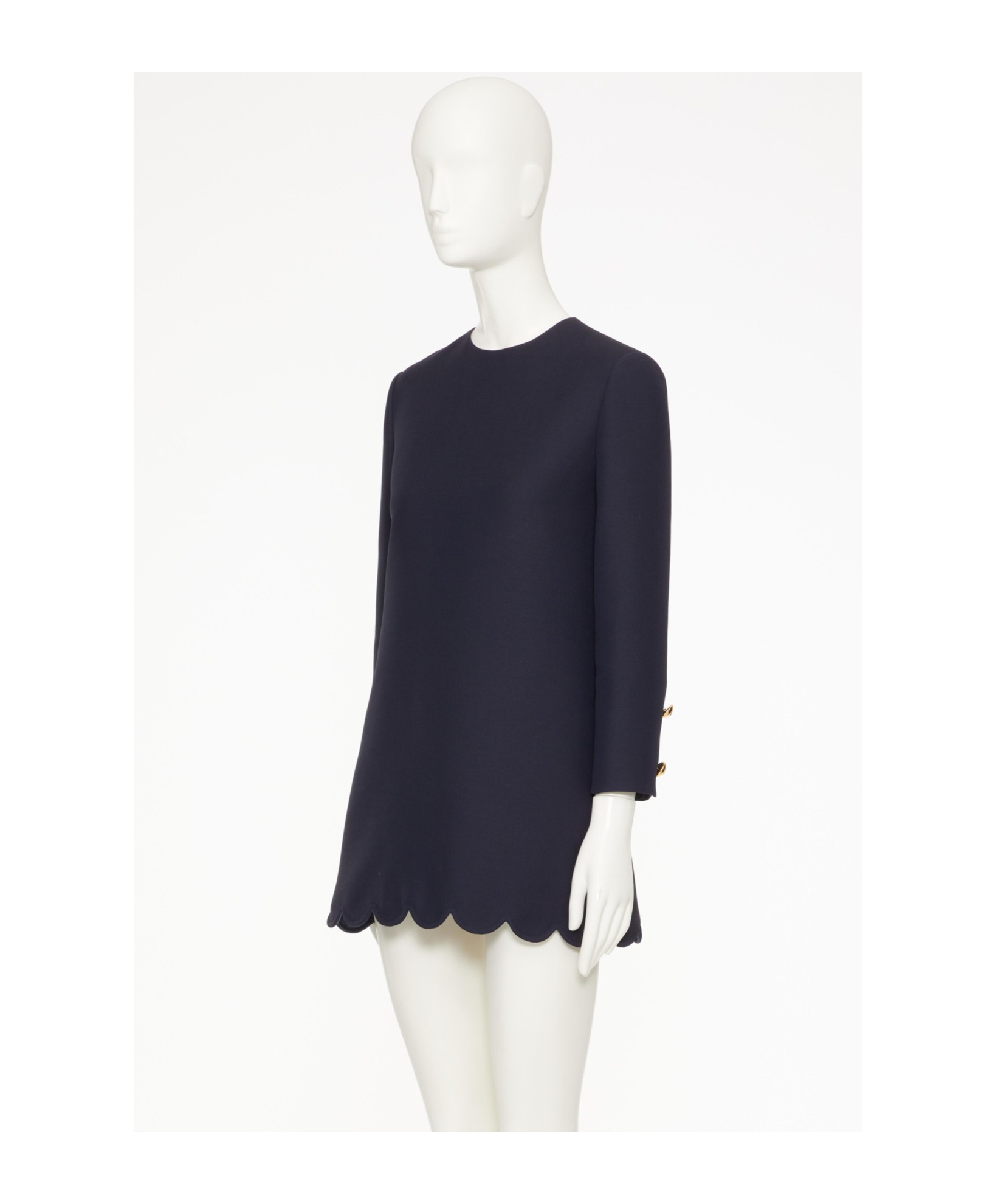 Valentino Virgin Wool-blend Shift Minidress In Black