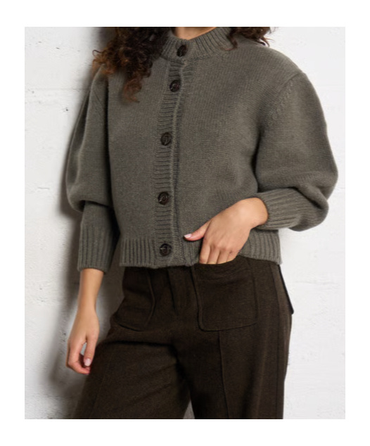 Soeur Round-neck Wool Cardigan In Green