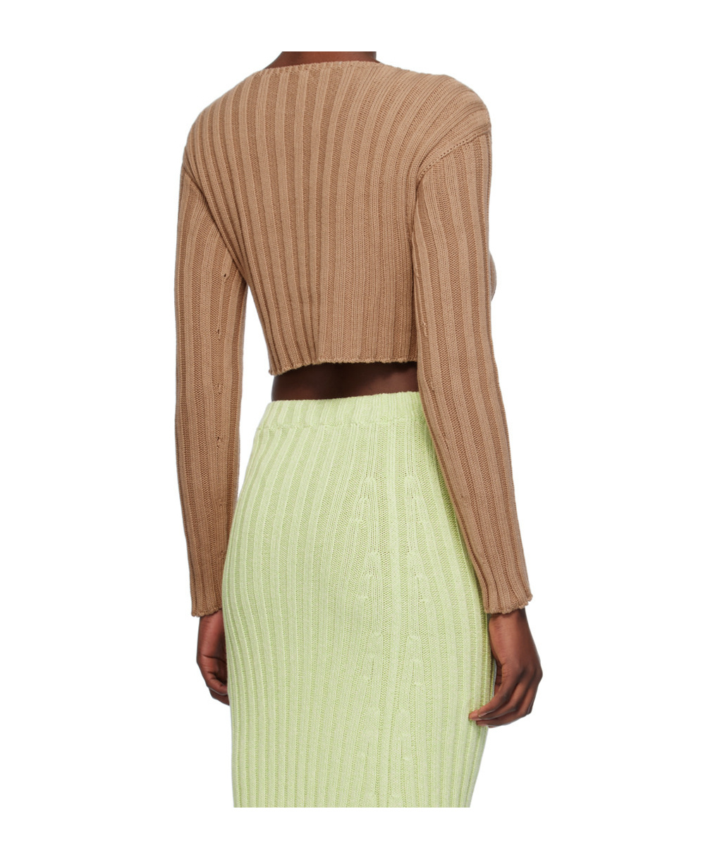 Baserange Macau Organic-cotton Cropped Cardigan In Brown