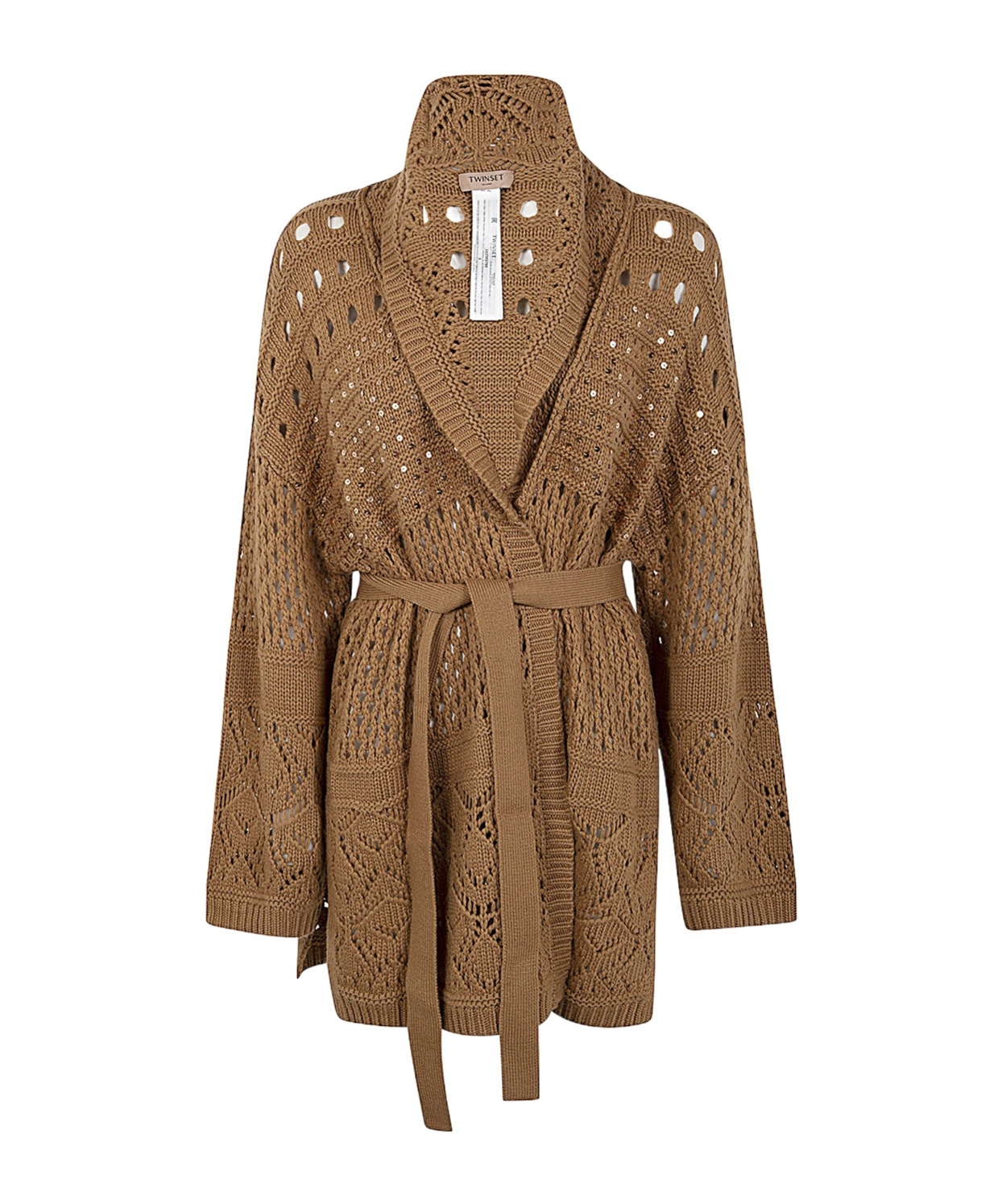 Twinset Sequin Cardi-coat In Brown