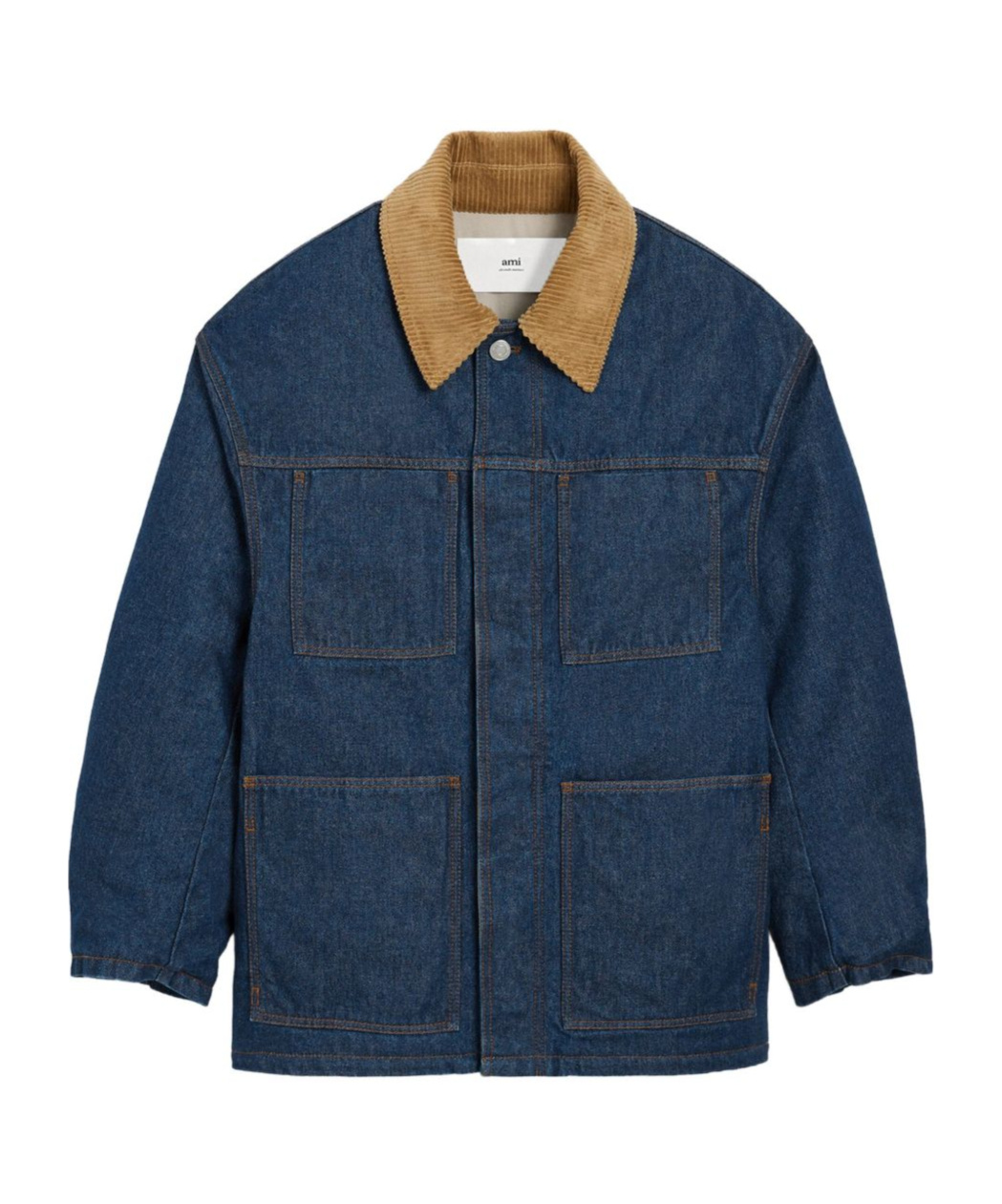 Ami Alexandre Mattiussi Ami Paris Indigo Blue Cotton Padded Worker Jacket In Blue