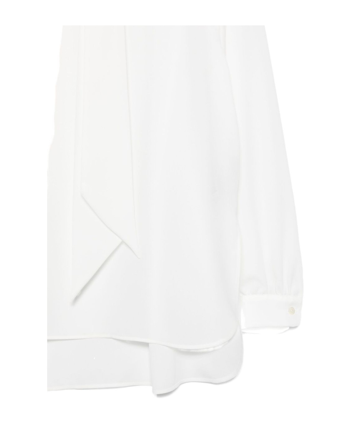 Emporio Armani Neck Tie Blouse High-low Hem In White