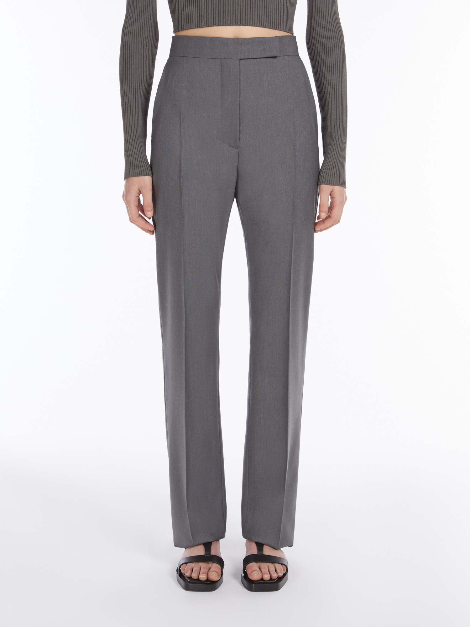 Max Mara Straight-cut Wool, Mohair And Silk Trousers In Black