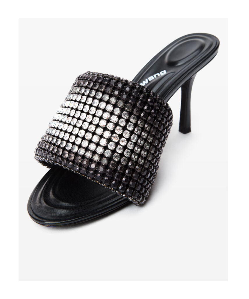 Shop Alexander Wang Heiress 85mm Crystal Mules In Black