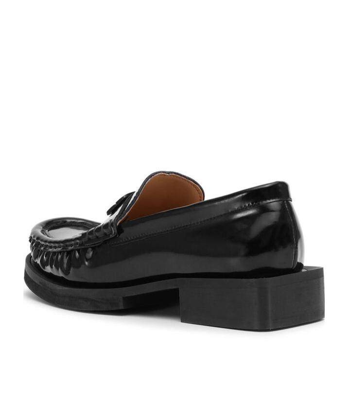 Ganni Black Patent Leather Loafers In Black