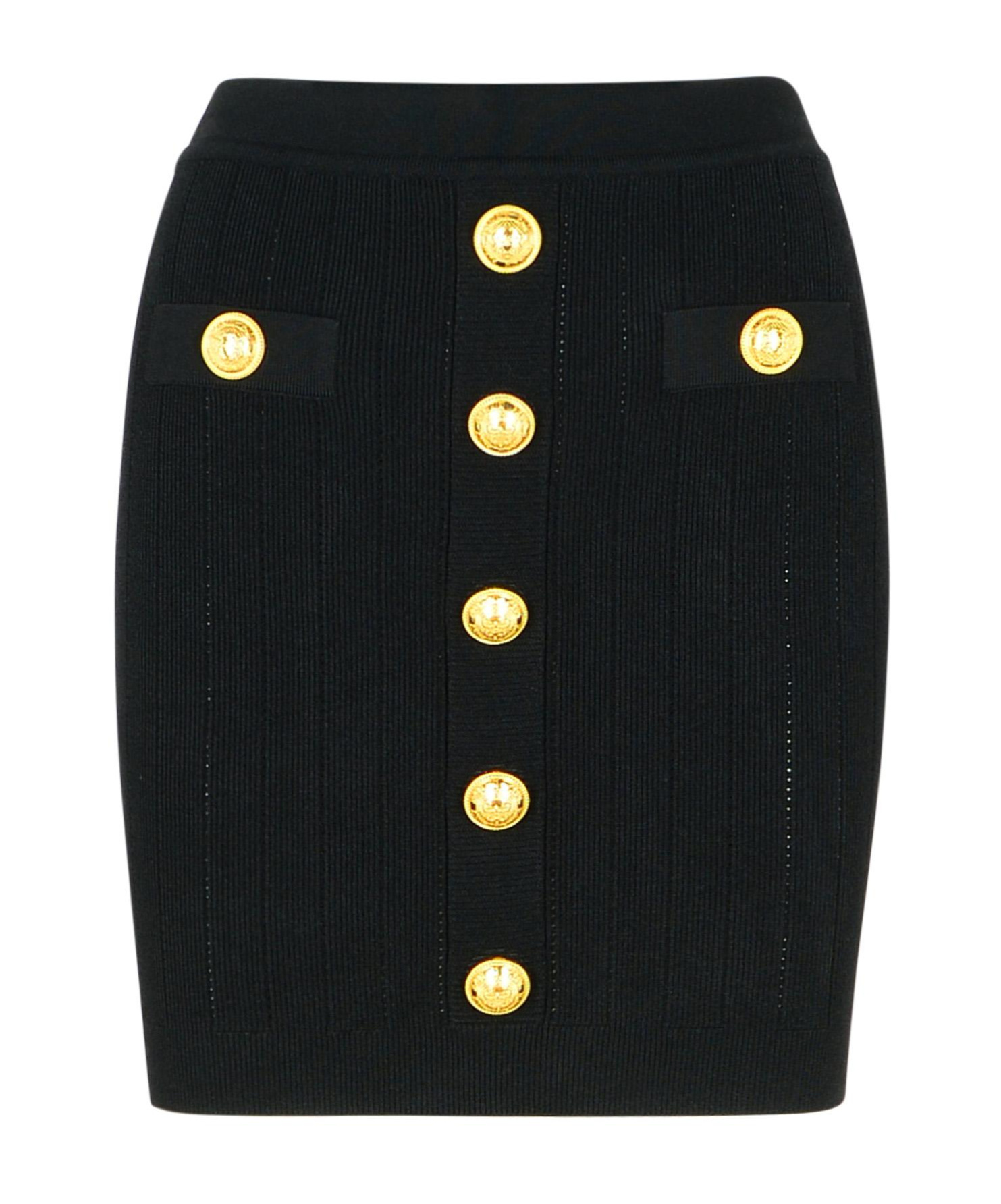 Shop Balmain Knit Skirt With Buttons In Black