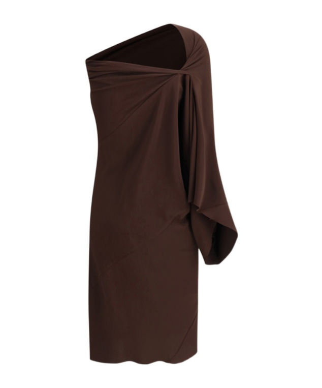 RICK OWENS RICK OWENS SINGLE-SLEEVED DRAPED MINI DRESS
