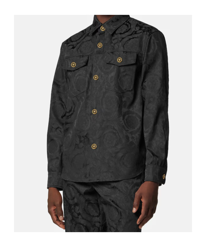 Versace Barocco Pattern Jacquard Jacket In Black
