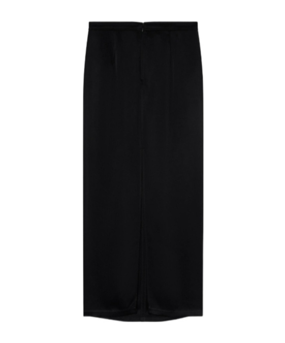 Pinko Long Satin Skirt With Rear Slit In Black