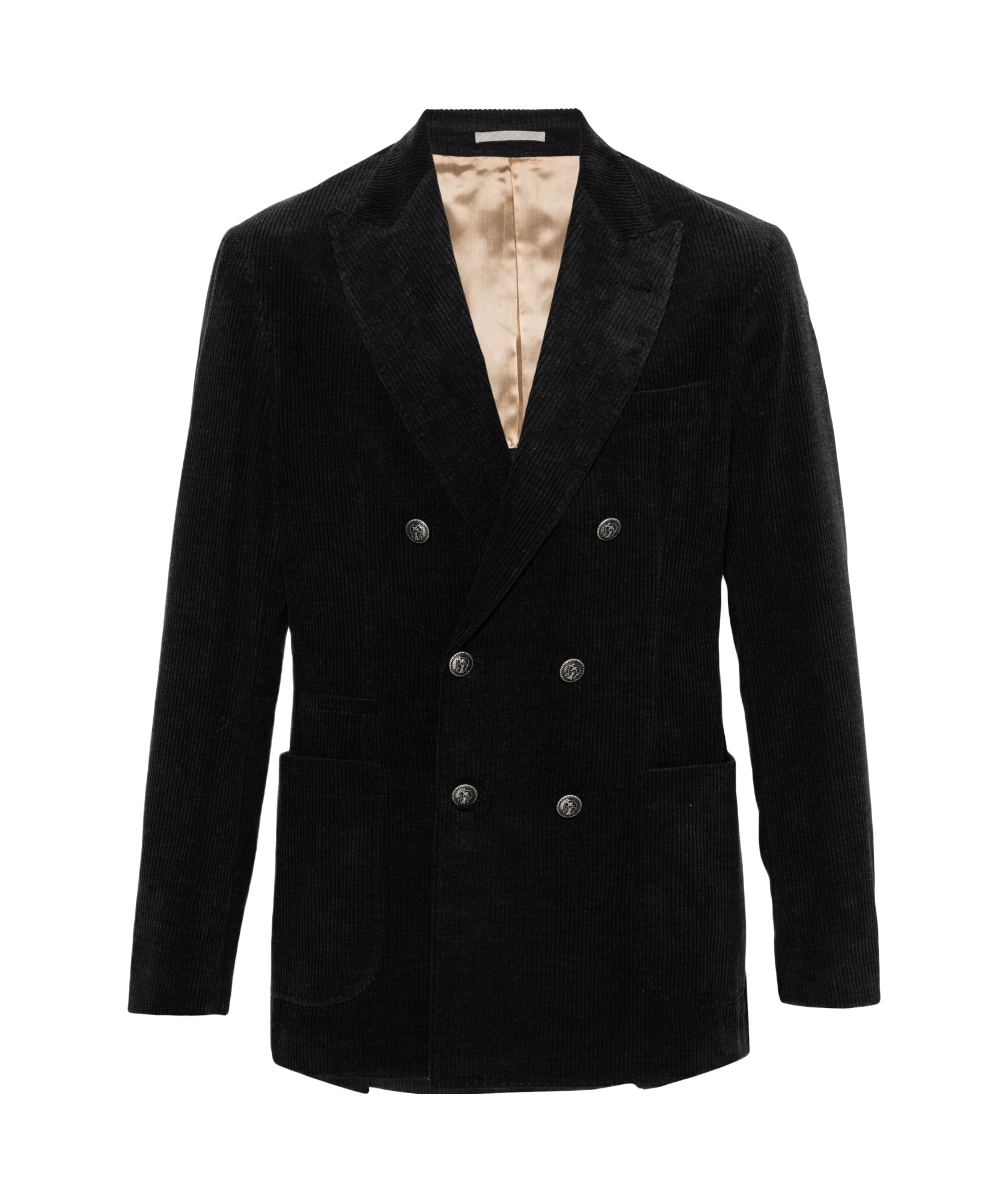 Brunello Cucinelli Tailored Cotton Cashmere Blazer With Double Vent In Black