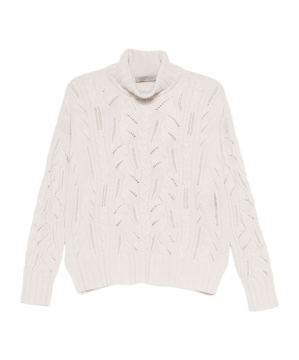 D Exterior Cable-knit Turtleneck Sweater In Neutral