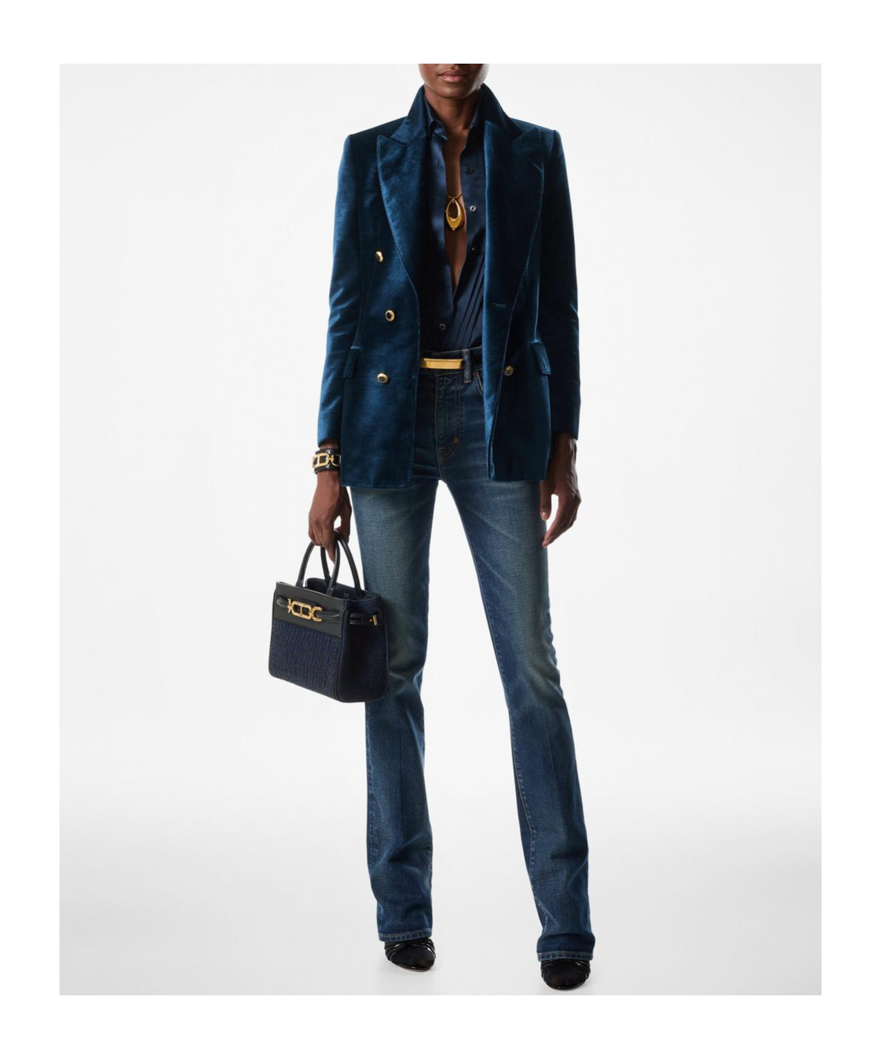 Tom Ford Velvet Double-breasted Blazer In Black