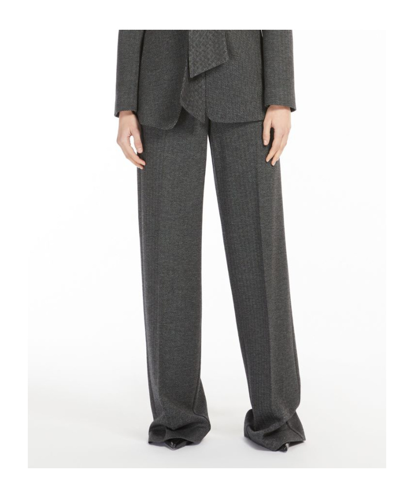 Max Mara Wool Wide-leg Casual Pants In Black