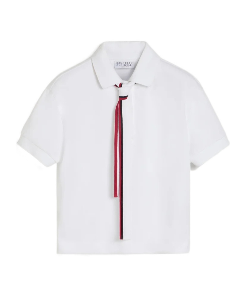 Brunello Cucinelli Tie Cotton Polo Shirt In Multi