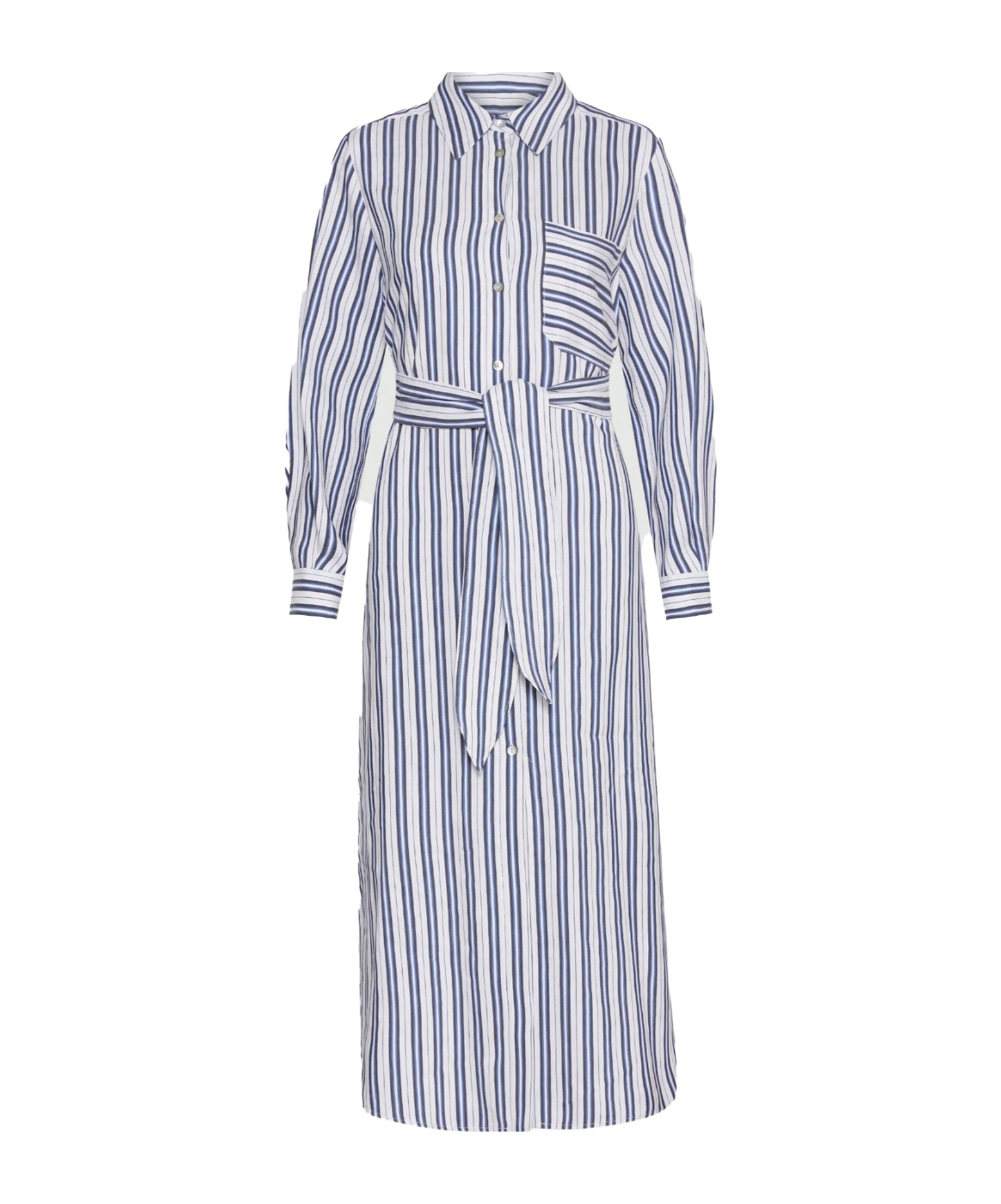 Marella Striped-pattern Belted Shirt-dress In Blue