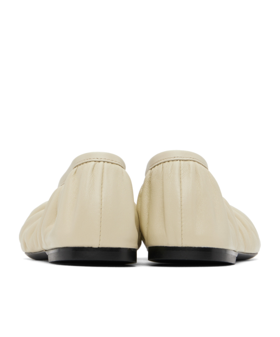 Totême Gathered Leather Ballerina Shoes In Nude