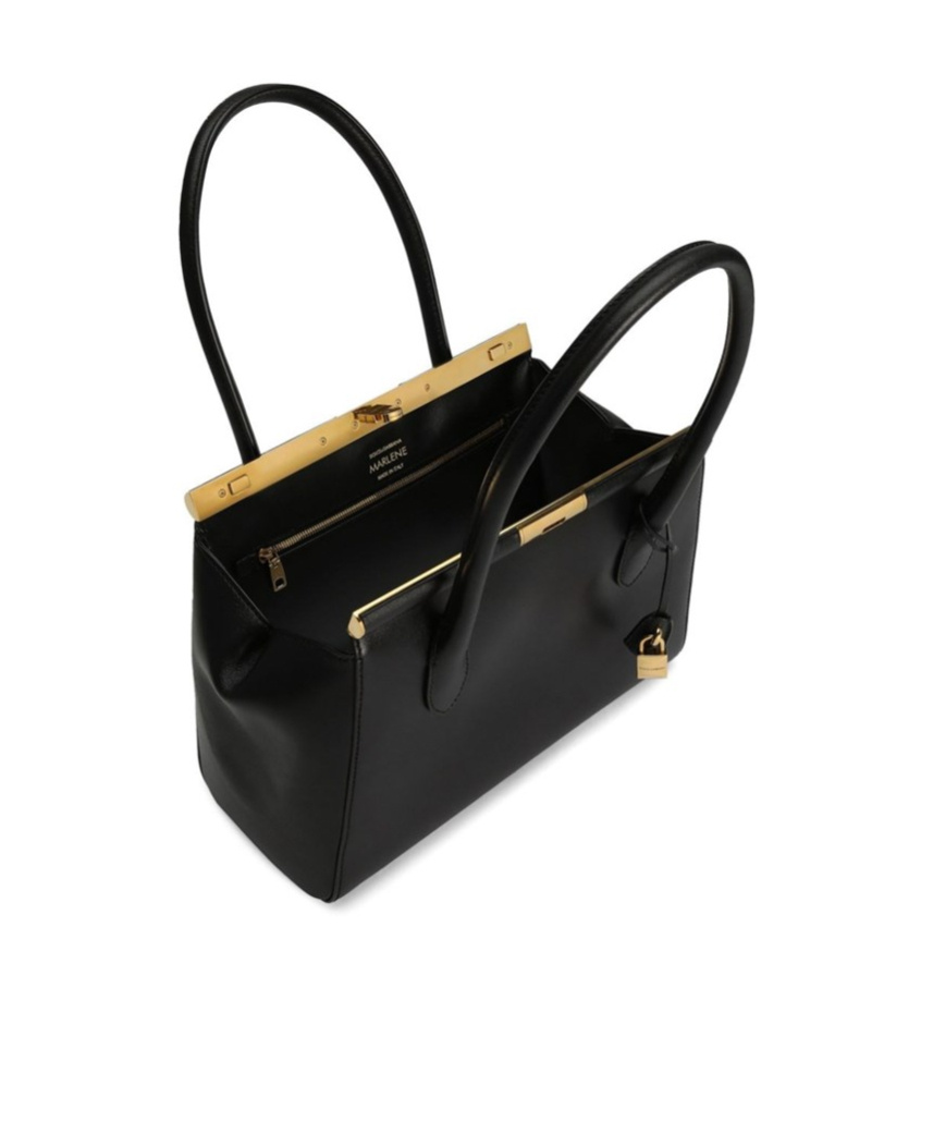 Dolce & Gabbana Small Marlene Palmellato Leather Bag In Black