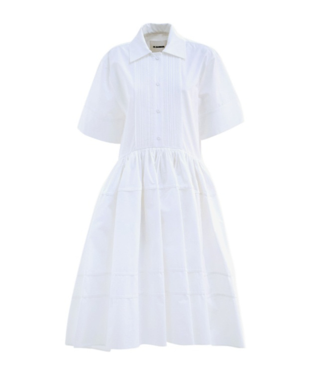 Jil Sander Cotton Midi Dress In White