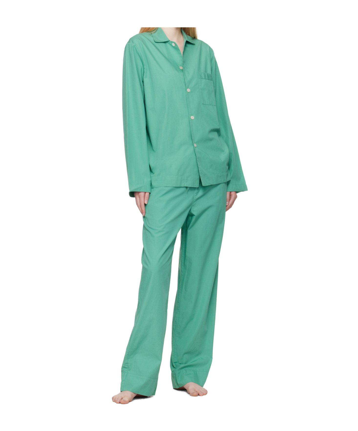 Tekla Drawstring Pajama Pants In Green