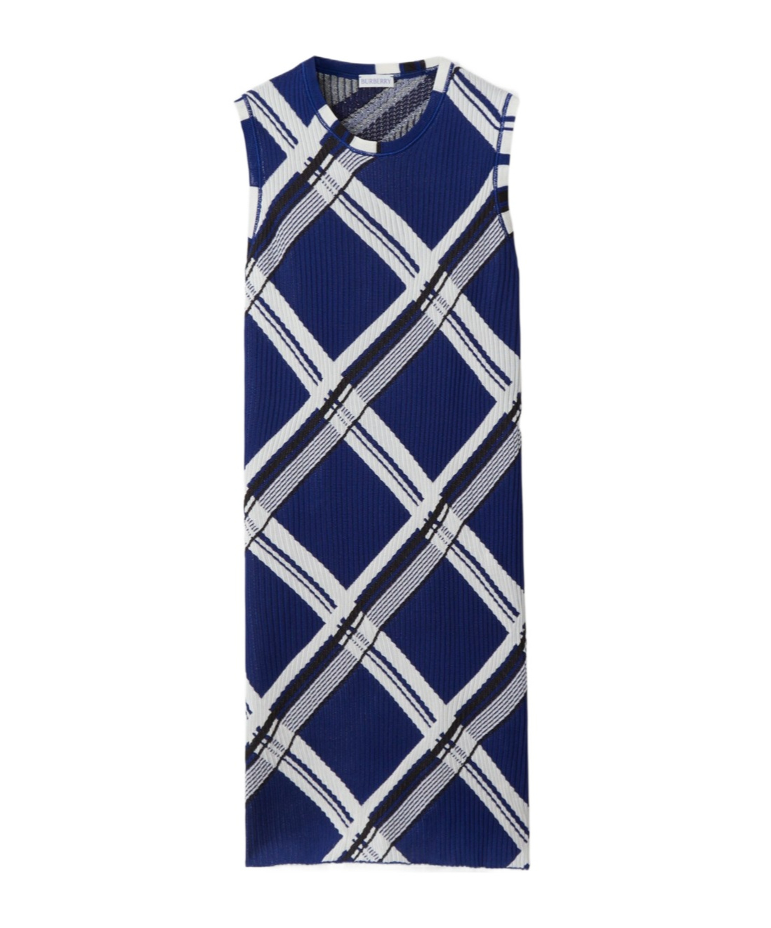 Shop Burberry Check-print Silk Dress In Blue