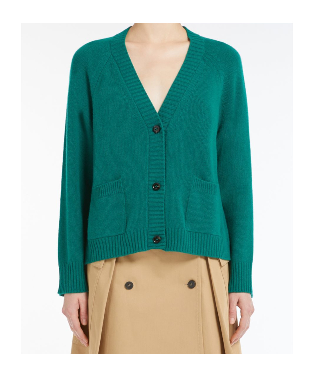 Weekend Max Mara V-neck Long-sleeved Sweater In Green