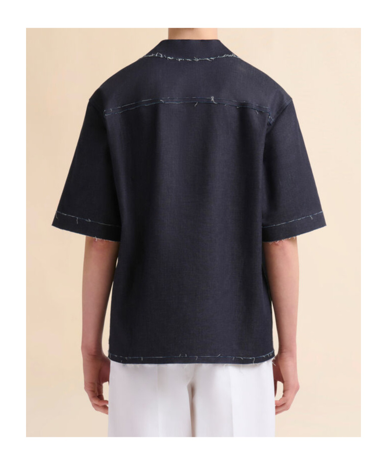 Marni Short-sleeved Denim Shirt In Deep Blue