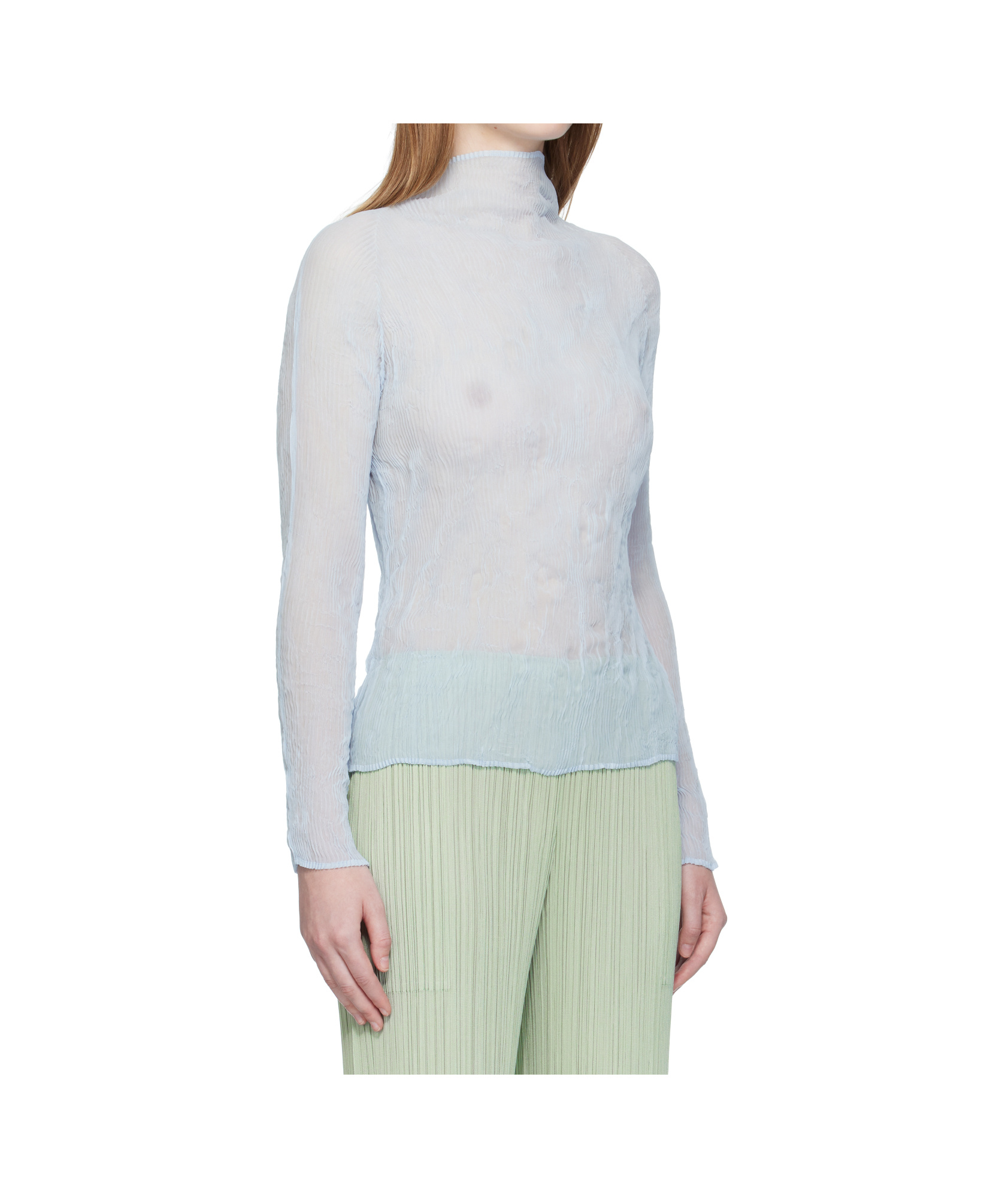 Issey Miyake Chiffon Twist 3 Chiffon Top In Blue