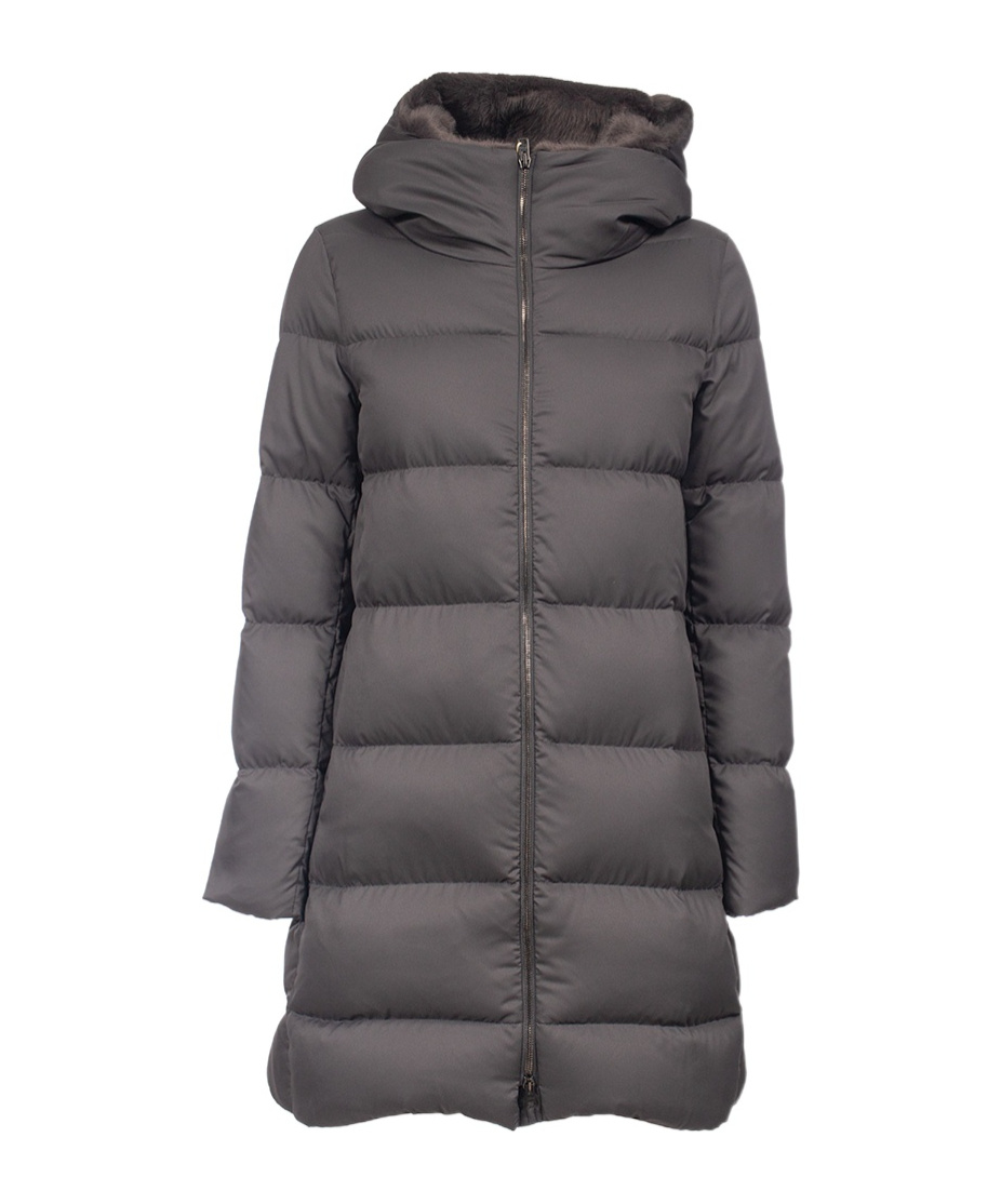 Herno Hooded Quilted Down Jacket In Gray