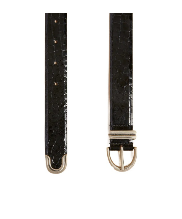 Khaite Bambi Crocodile-effect Belt In Black