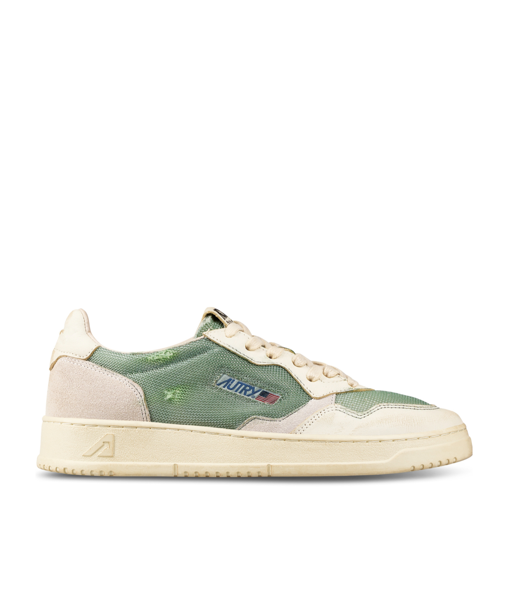 Autry Leather Perforated Toe Low Top Sneakers In Green
