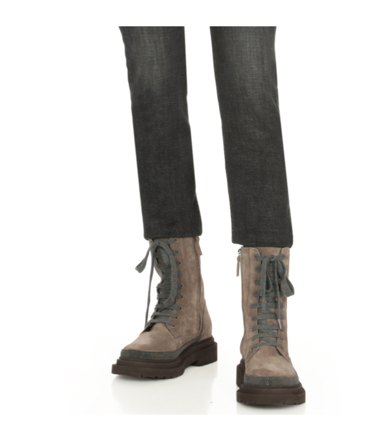 Brunello Cucinelli Round-head Short Boots In Black