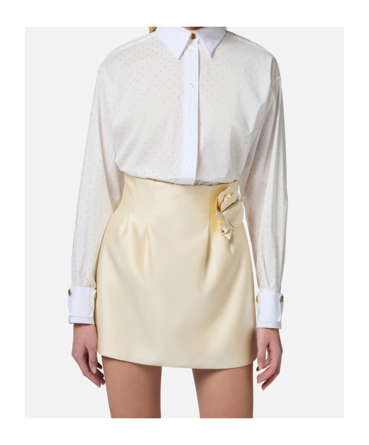 Elisabetta Franchi Long-sleeved Poplin Shirt In White