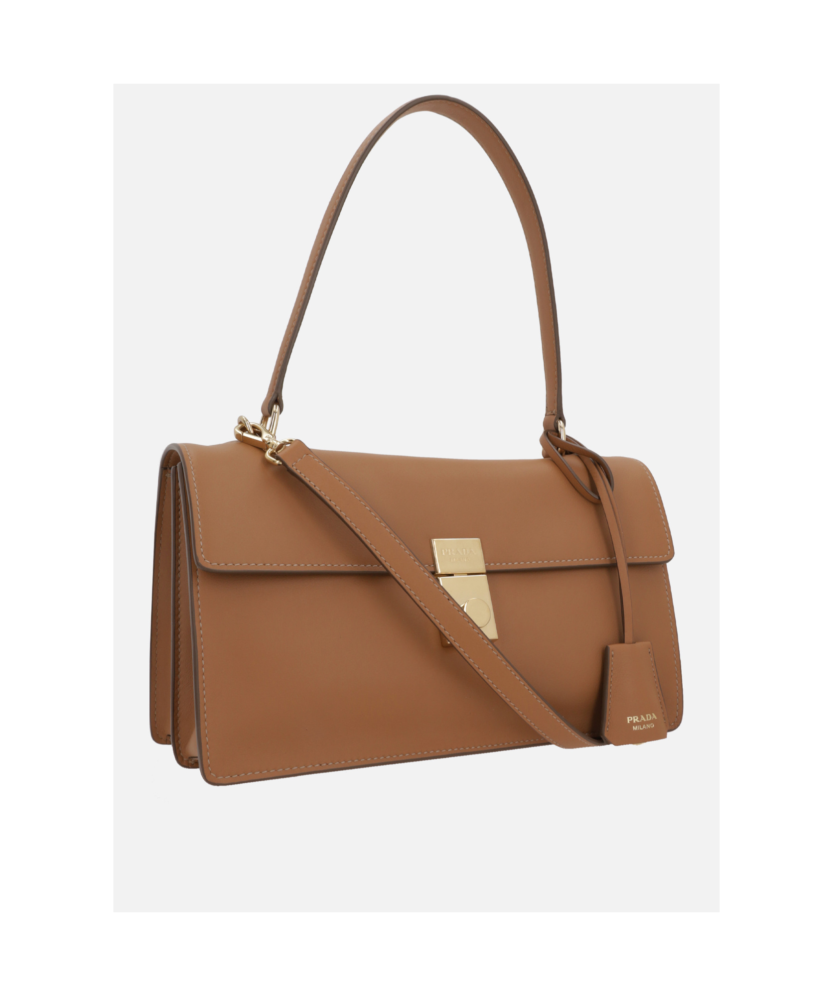 Prada Pendant Shoulder Bag In Brown