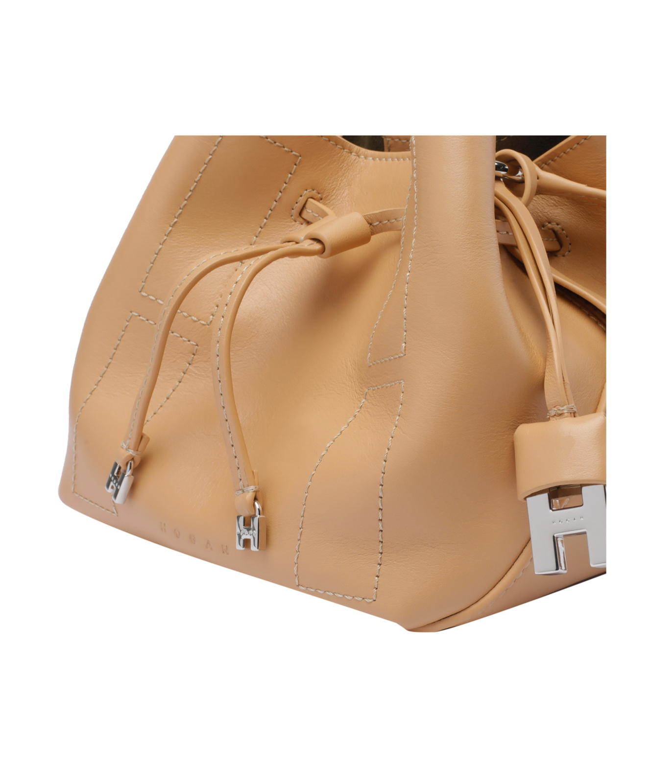 Hogan Mini Kenya Bucket Bag With Adjustable Strap In Nude