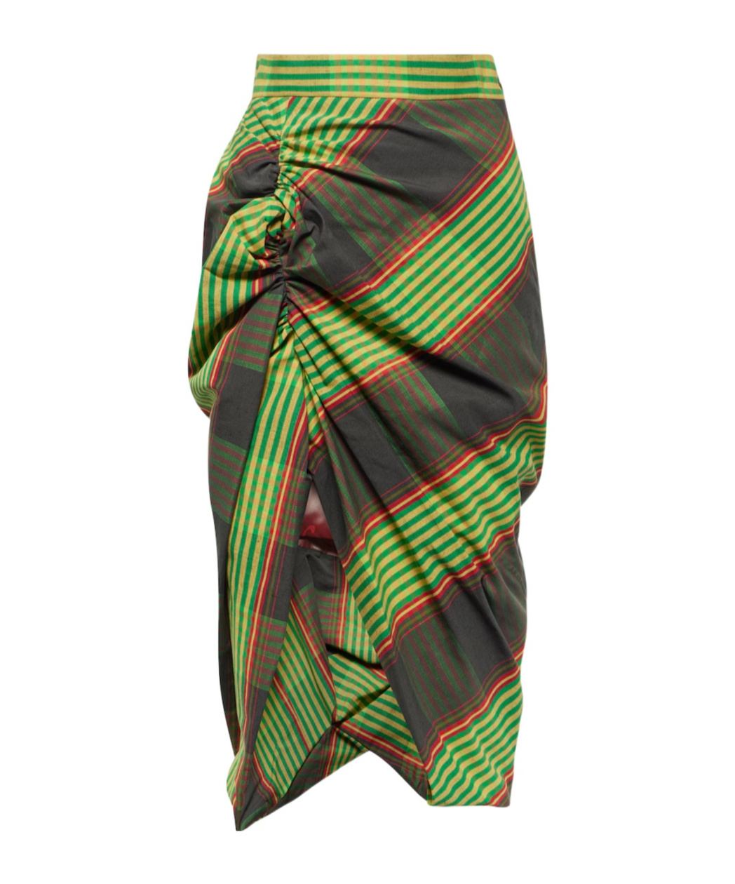 Vivienne Westwood Side Panther Cotton And Linen Midi Skirt In Green