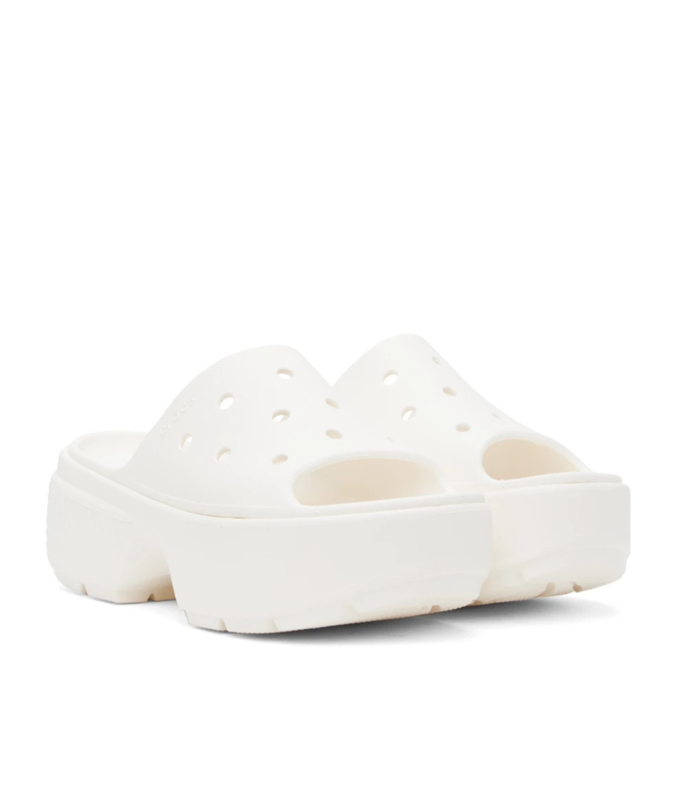 Crocs Logo Embossed Slippers In White