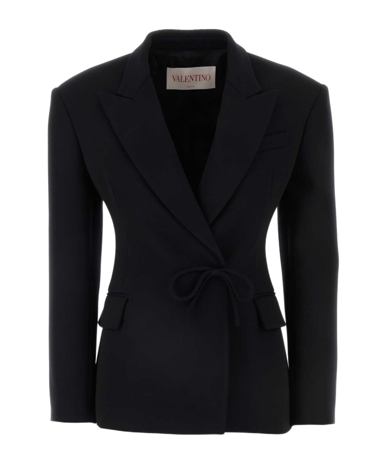 Valentino Slim Wool Blazer With Bow In Black