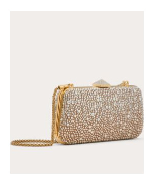 Valentino Carry Secrets Rhinestone-embellished Clutch Bag In Beige/crystal