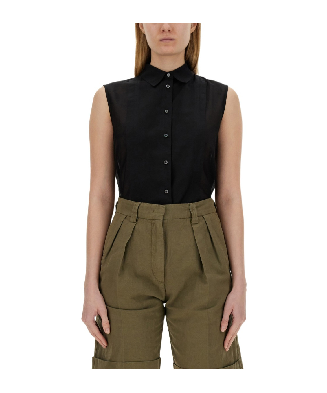 Aspesi Sleeveless Silk Blend Shirt In Multicolor