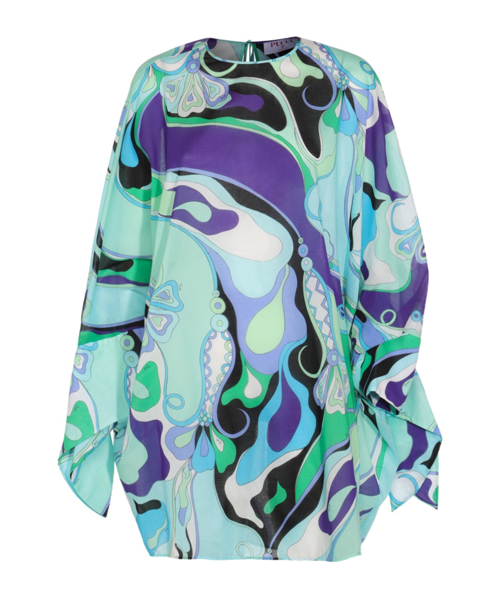 Pucci Multicolor Cotton Dress In Blue
