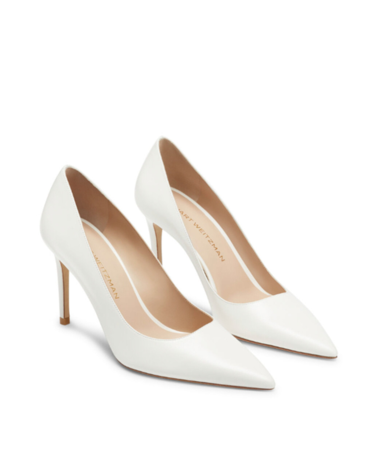 Stuart Weitzman 75mm Stuart Power Pointed-toe Leather Pumps In White