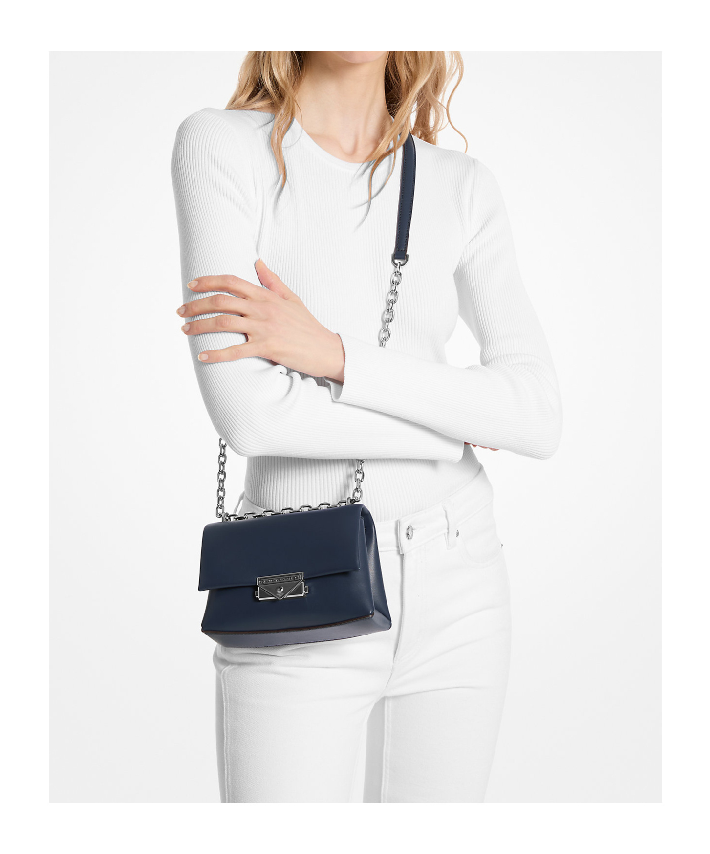 Michael Kors Cece Small Shoulder Bag In Navy Blue