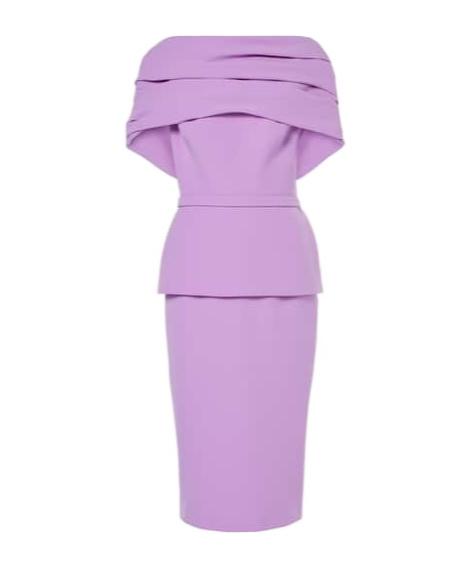 Safiyaa London Loura Draped Peplum Crêpe Midi Dress In Purple