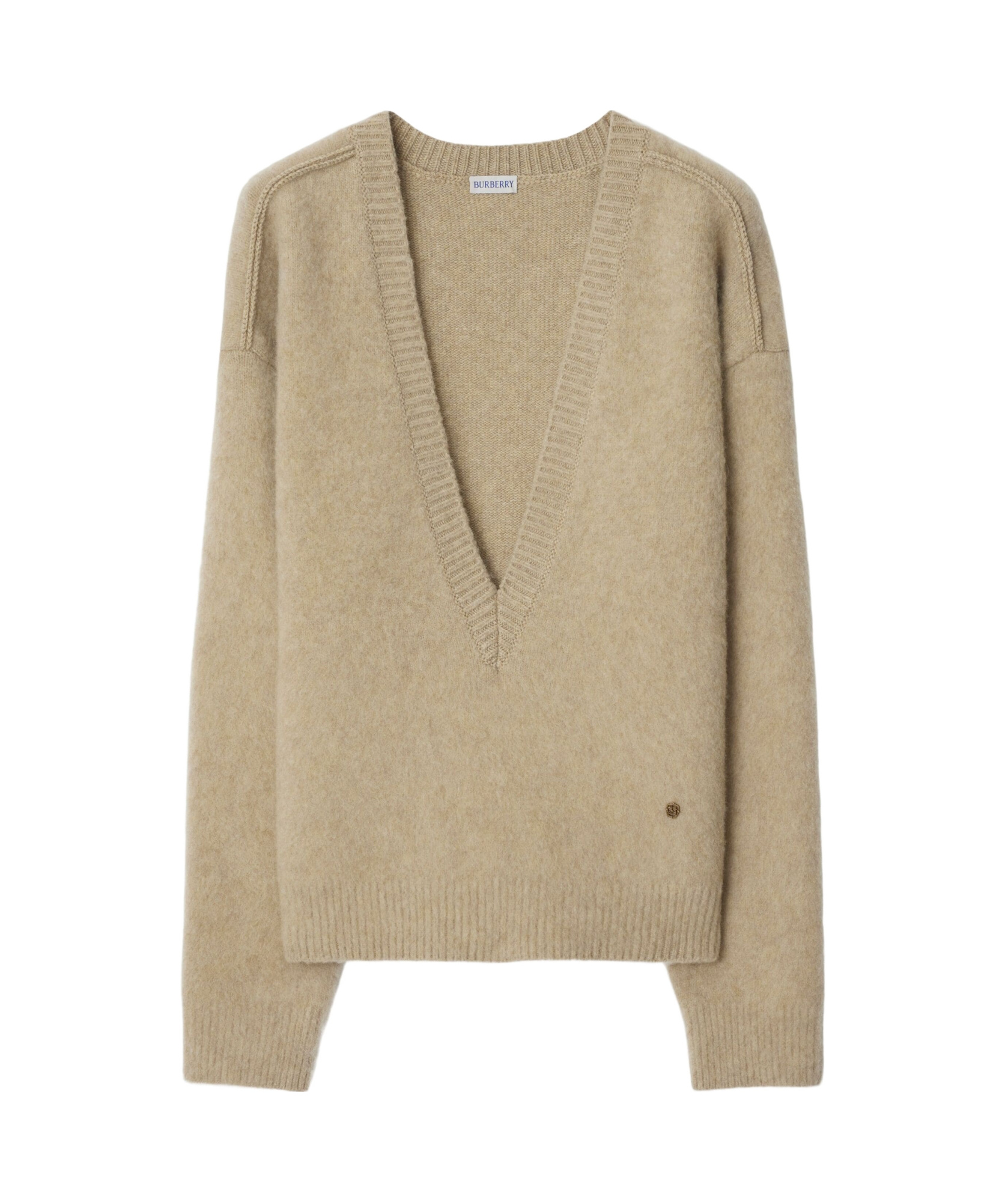 Burberry Men Cappuccino Wool Blend Sweater In Nude
