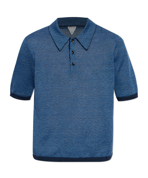 Bottega Veneta Short-sleeved Polo Shirt In Blue