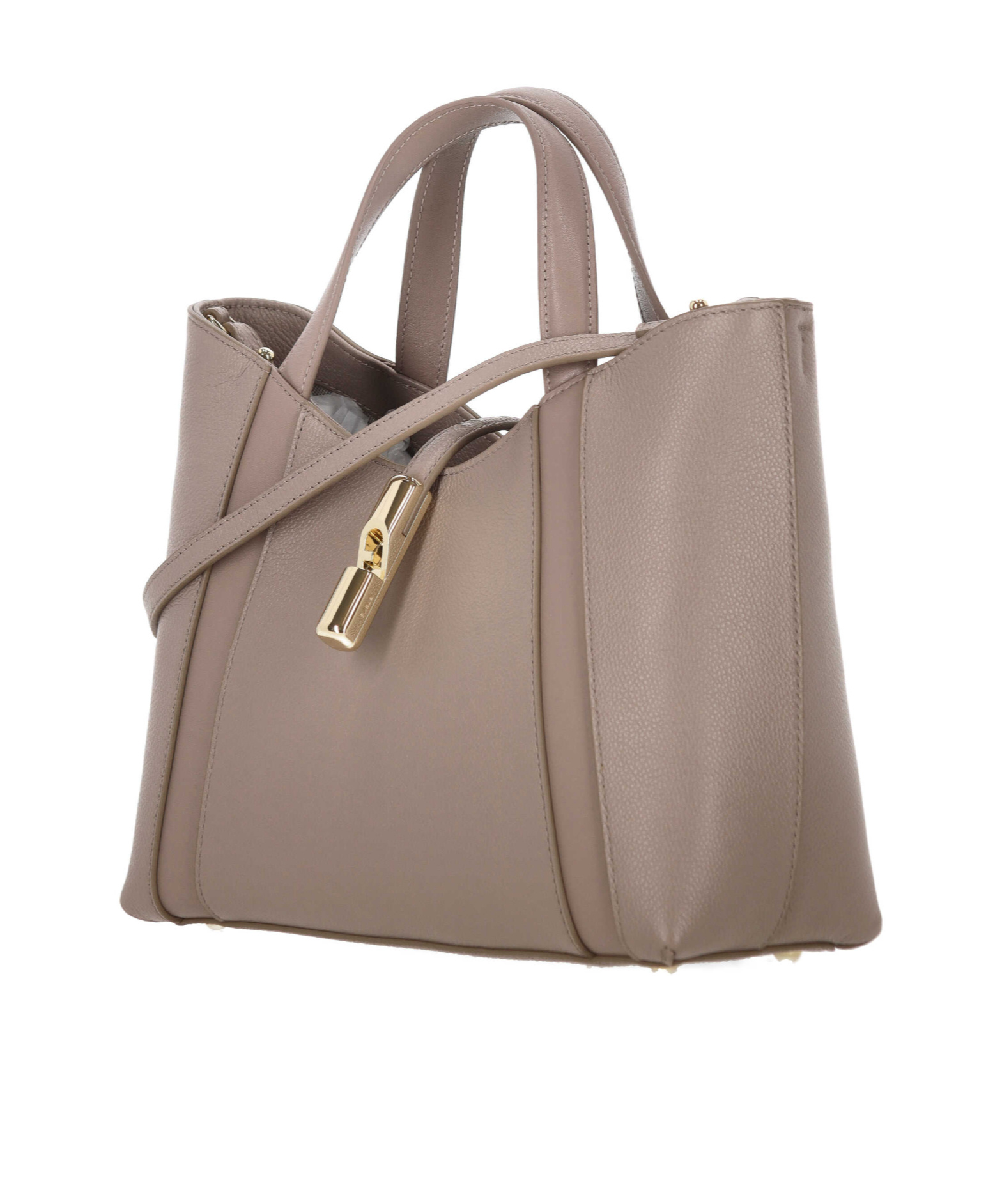 Furla Structured Shoulder Bag With Crossbody Strap And Top Handle In Brown