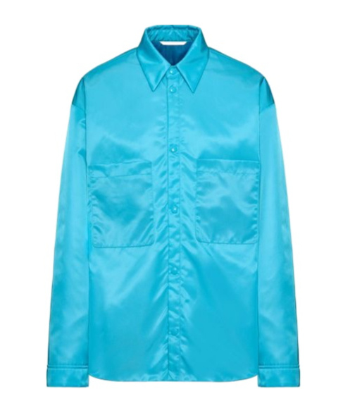 Valentino Shirt Jacket Nylon Chest Pockets In Blue
