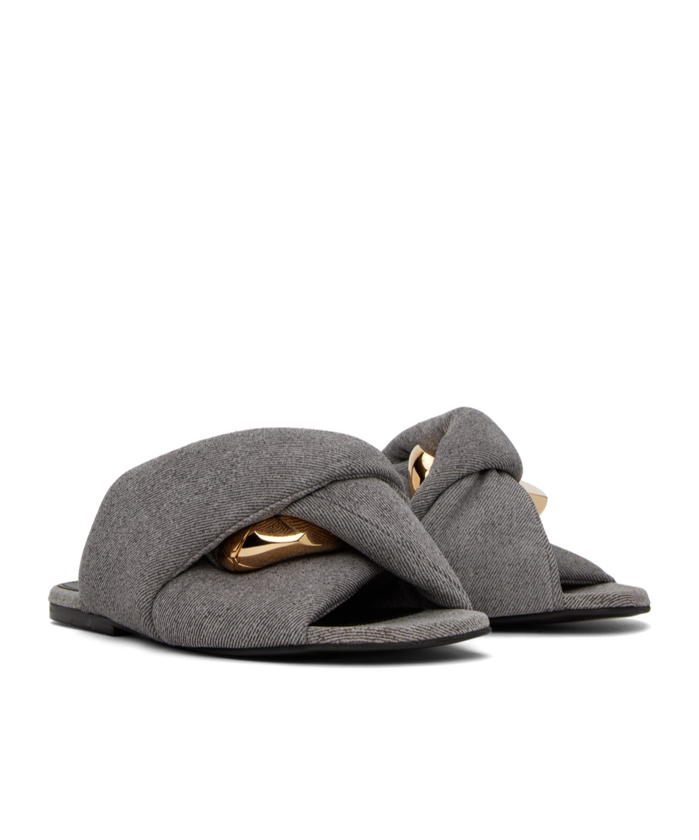 Jw Anderson Chain Twist Flip Flops In Gray